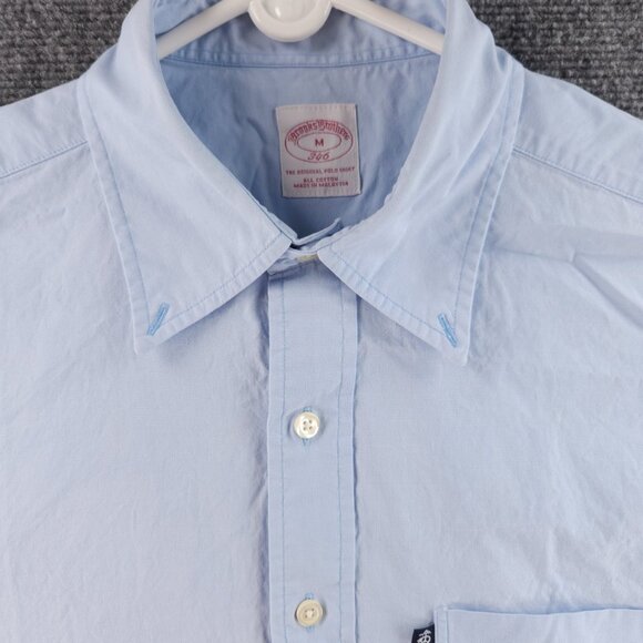 Brooks Brothers Medium Cotton Button-Down Blue Shirt Pocket Long Sleeve Mens - Picture 1 of 16